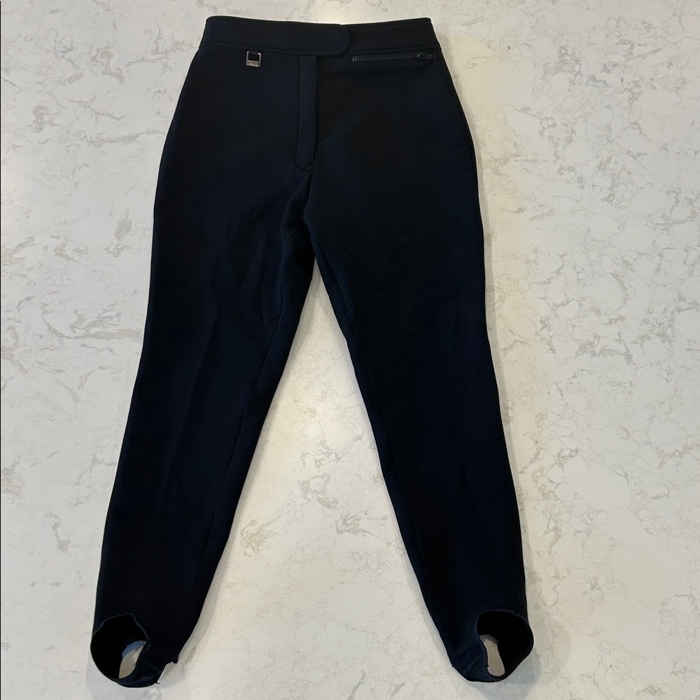 VTG‎ Fera Skiwear Wool Blend Pants Women Black Stirrup Stretch Snow 10R GORPCORE
